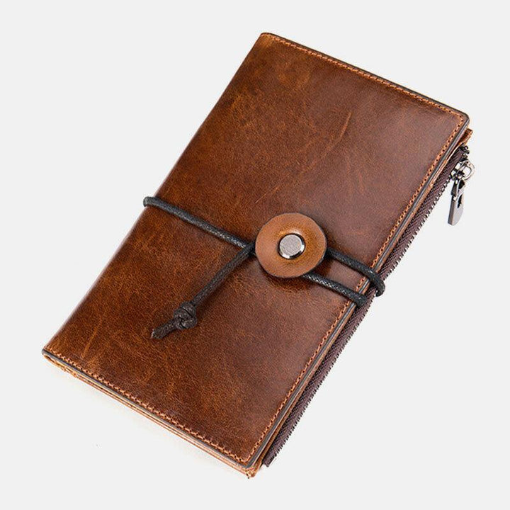Men RFID Genuine Leather Blocking Anti-theft Passport Envelope Wallet Multi-card Wallet - Trendha