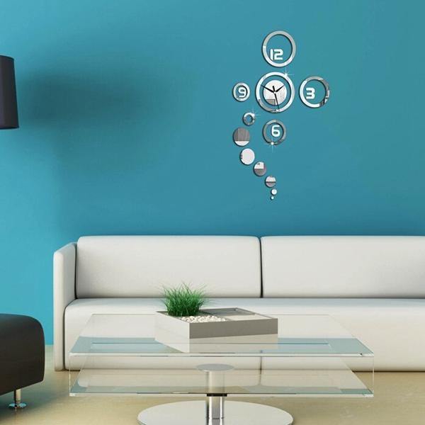 Honana DX-X1 Creative 3D Acrylic Mirror Wall Sticker Quartz Clocks Watch Large Home Decor - Trendha