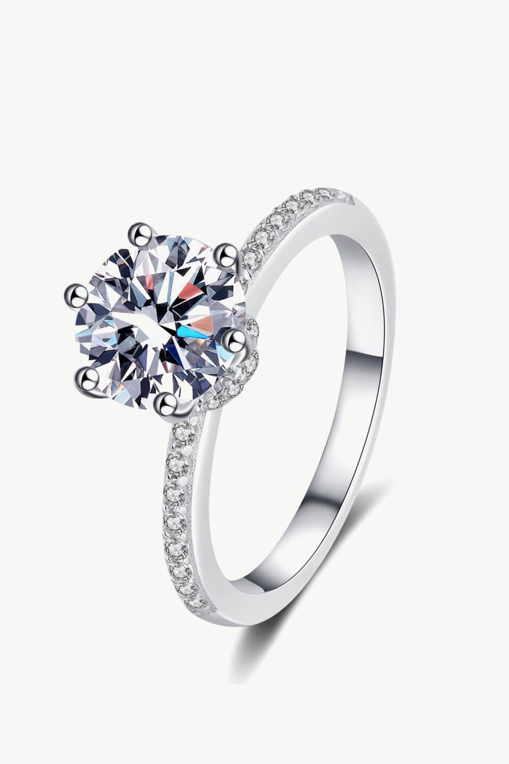 925 Sterling Silver 2 Carat Moissanite Ring - Trendha
