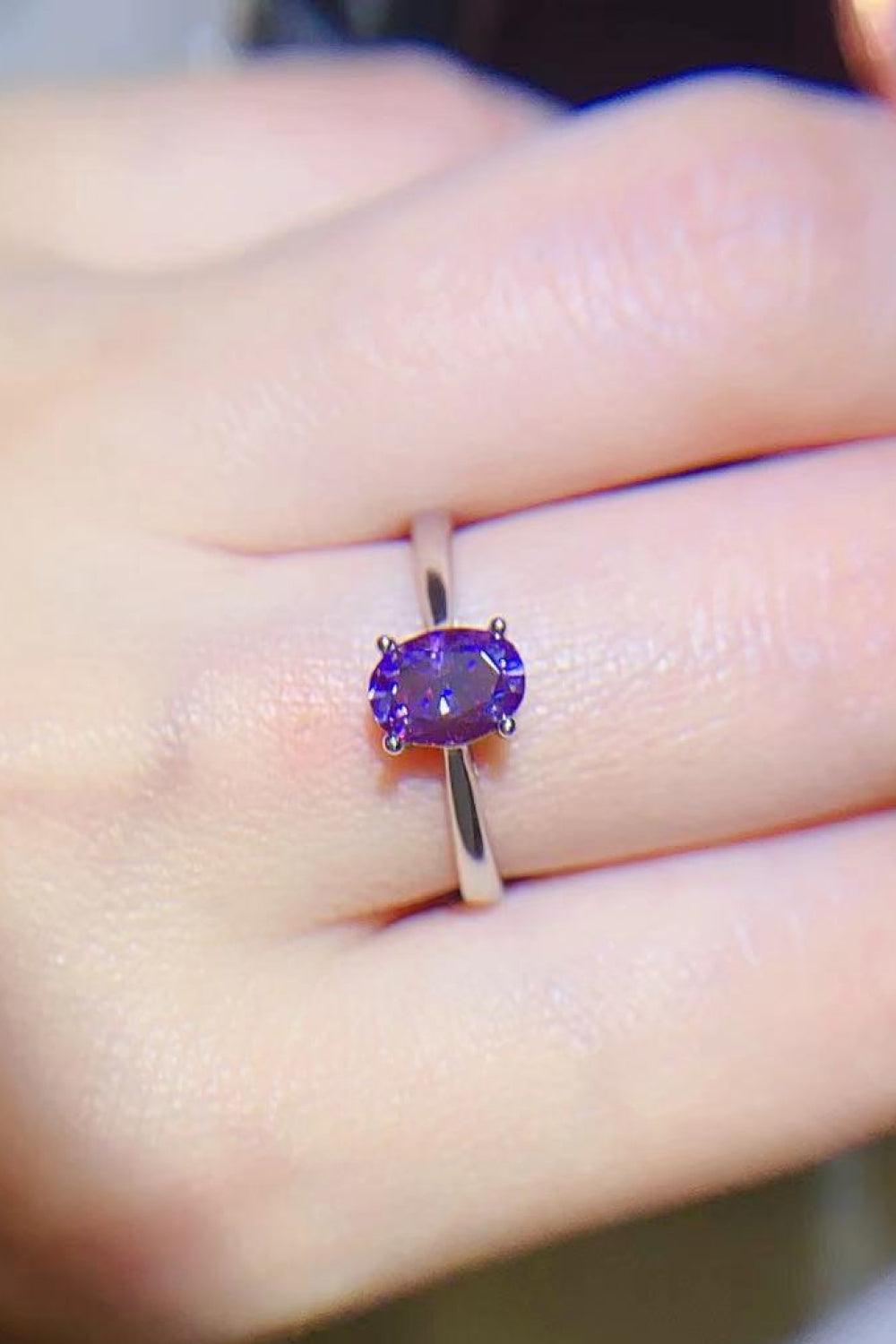 1 Carat Moissanite 4-Prong Solitaire Ring - Trendha