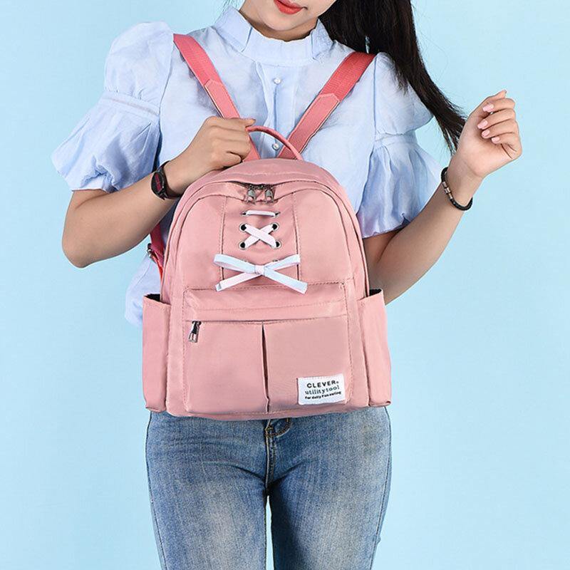 Women Waterproof Butterfly Knot Multi-pocket School Backpack - Trendha