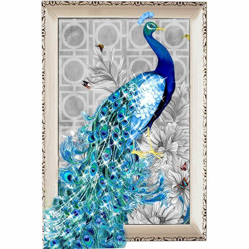 5D Diamond Embroidery Painting DIY Blue Peacock Stitch Craft Home Decor - Trendha