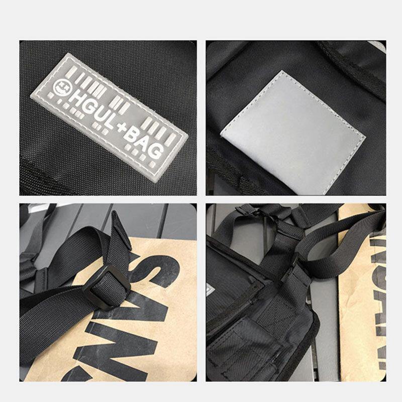 Unisex Oxford Cloth Letter Pattern Multi-Pocket Tactical Bag Chest Bag Backpack - Trendha