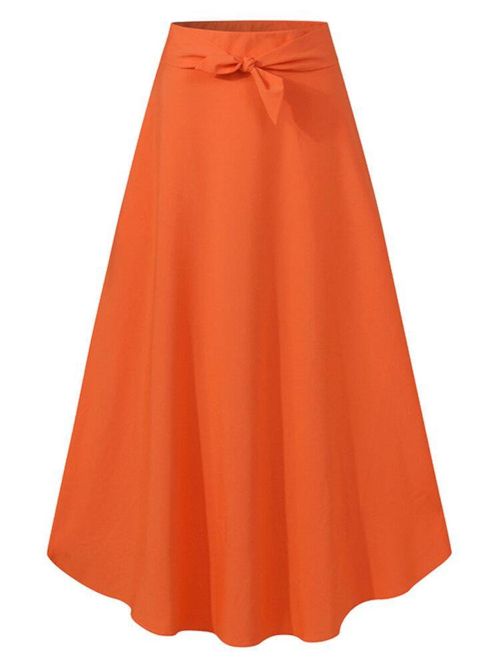 Solid Color High Waist Belted Side Zipper Irregular Hem Casual Skirts - Trendha