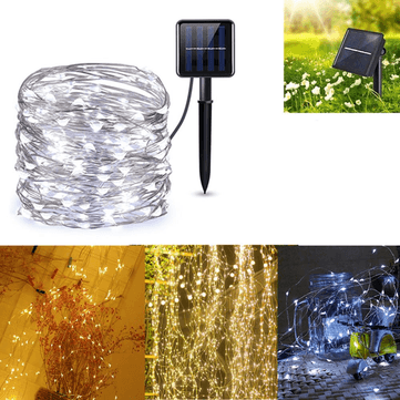Solar Powered 8 Modes Sliver Wire 200 LED Christmas Tree Fairy String Wedding Home Party Light DC2V - Trendha