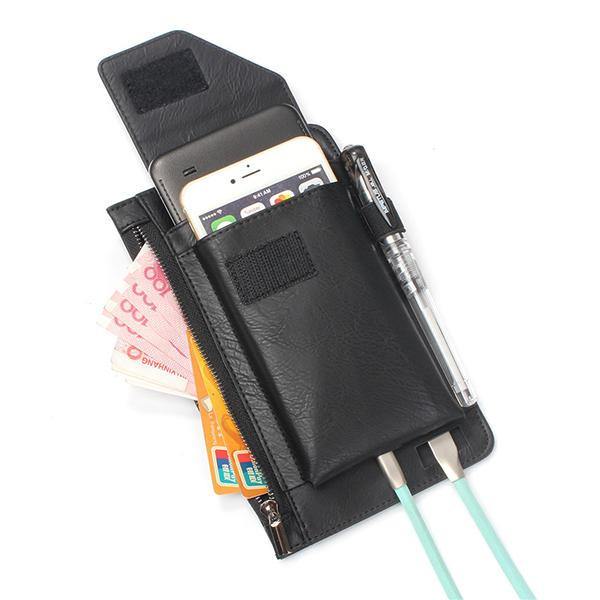 6.3 inch Battery Charger Phone Bag Double Layer Vintage PU Leather Waist Bag For Men - Trendha