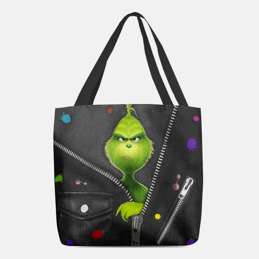 Women Felt Cute Cartoon Green Monster Pattern Shoulder Bag Handbag Tote - Trendha