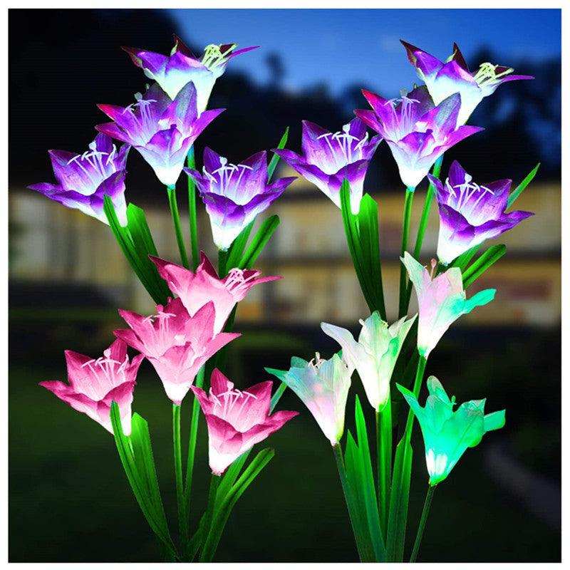 Solar Lily Flower Lights LED Solar Garden Light Lawn Light Landscape Light Waterproof Flower Light - Trendha