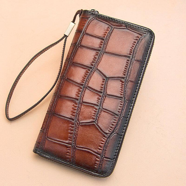 Women Genuine Leather Alligator Pattern Retro Soft Leather Bag Multi-slot Card Holder Wallet Clutch Purse - Trendha