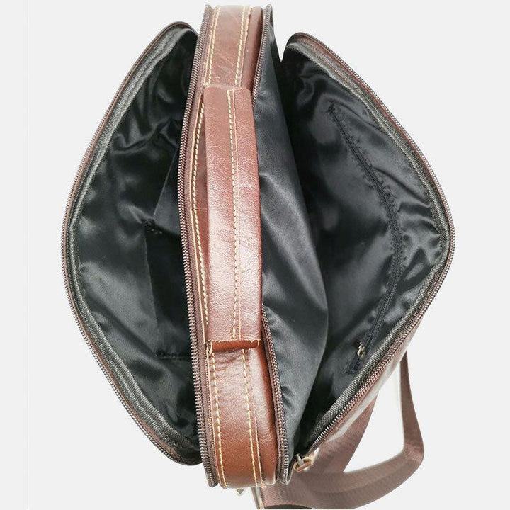 Men Genuine Leather Multi-Pocket Handbag Business Bag Laptop Bag Shoulder Bag - Trendha