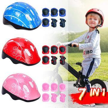 7 IN 1 Kids's Balance Bike Helmet Kits With Protect Knee Wrist Elbow Pads Roller Skating Protective Equipment For Toddlers 4-16 Years Old Children - Trendha