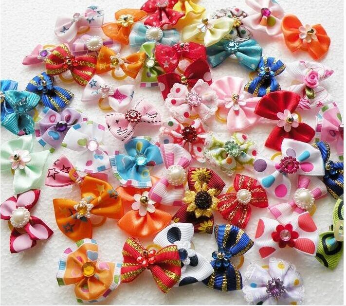 Flower Elastic Hair Bows for Dogs - Trendha
