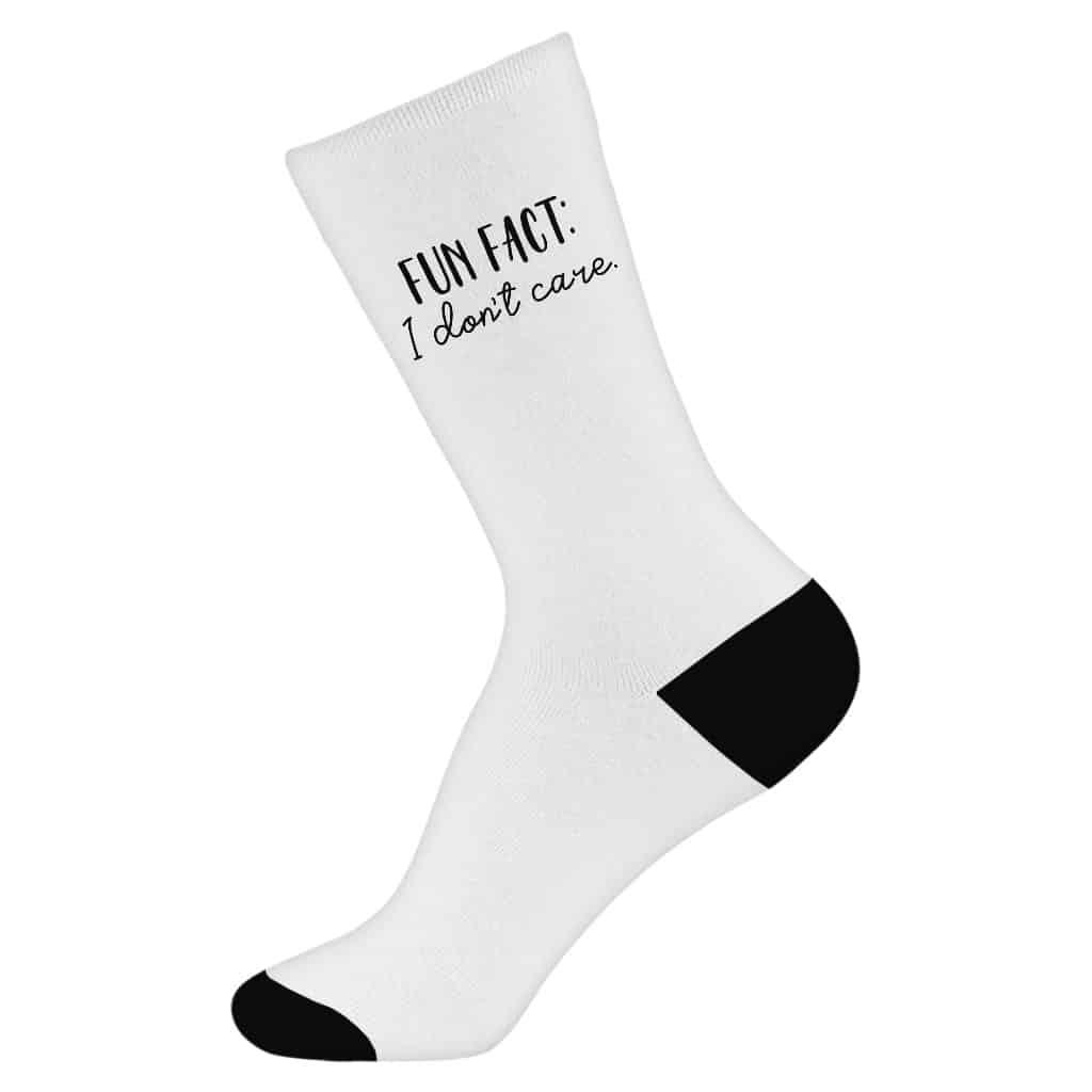 Fun Fact I Don't Care Socks - Cool Novelty Socks - Trendy Crew Socks