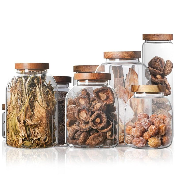 Glass Syorage Jar with Wooden Lid - Trendha