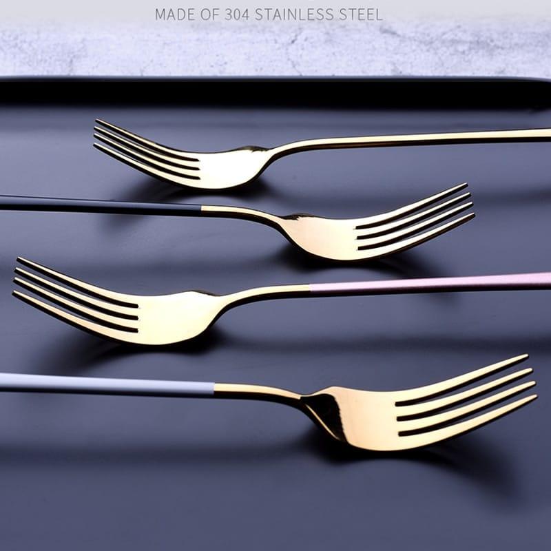 Gold / Silver Portable Steel Tableware Set - Trendha