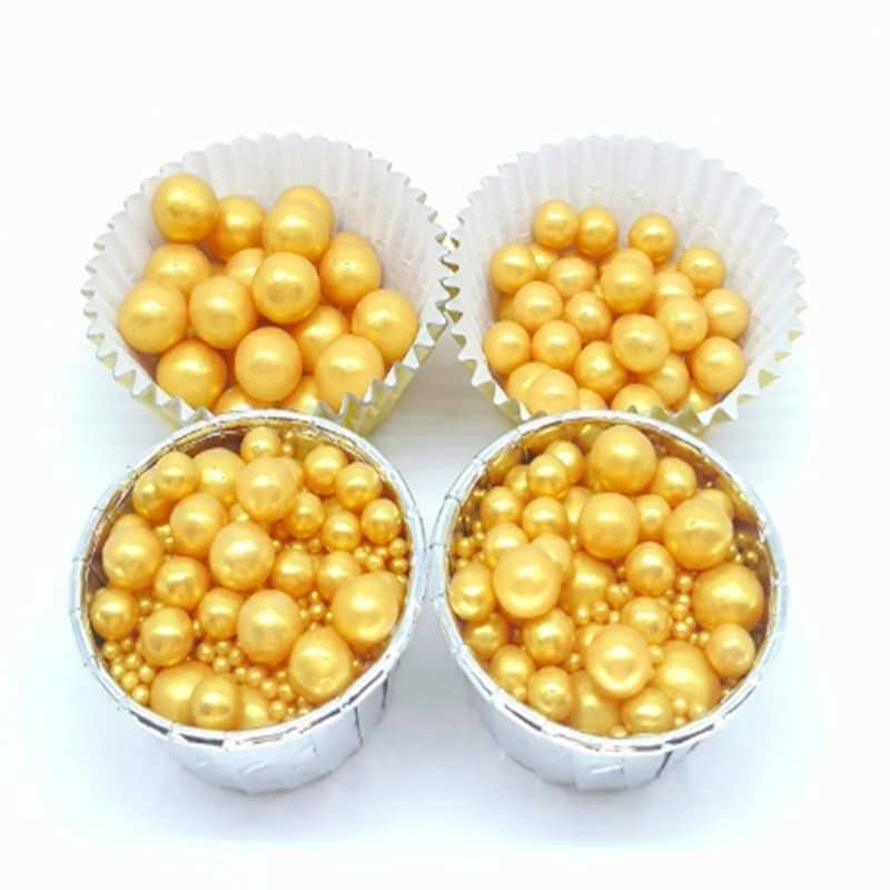 Golden Pearl Sprinkles in Different Sizes - Trendha