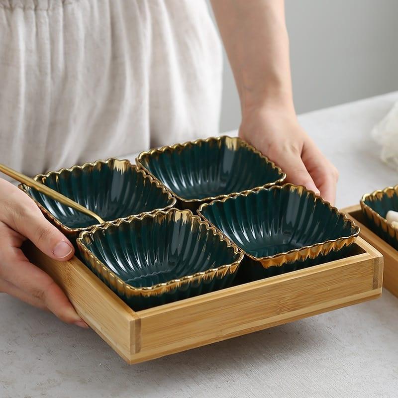 Green and Gold Design Platter - Trendha