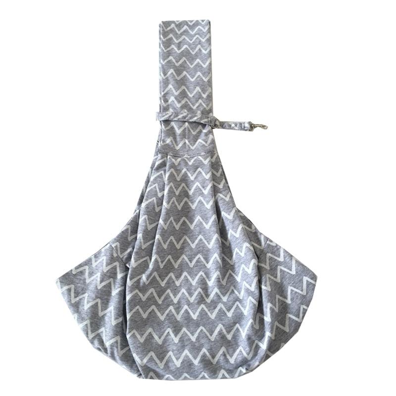 Grey Striped Cotton Pet's Sling Carrier Bag