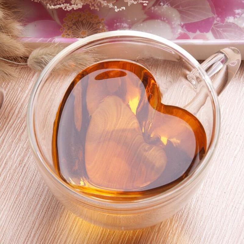 Heart Shaped Glass Coffee Cup - Trendha