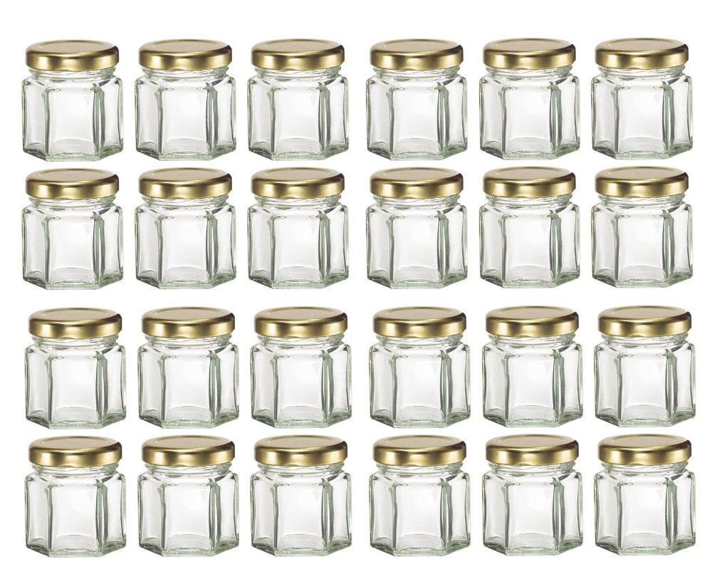Hexagon Mini Glass Jar 24 pcs Set