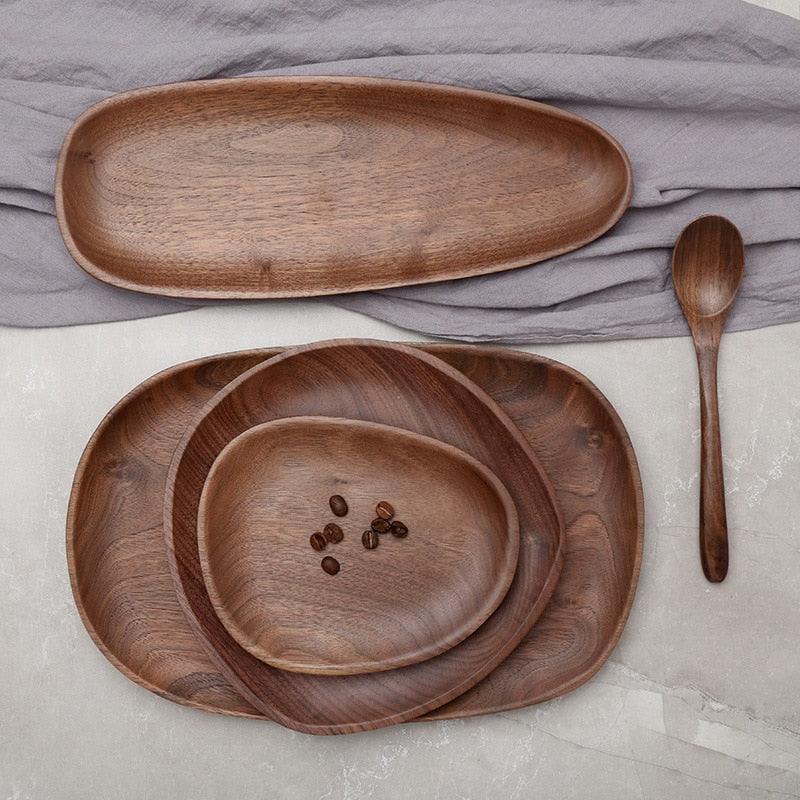 Irregular Shaped Walnut Wooden Dishes Set - Trendha