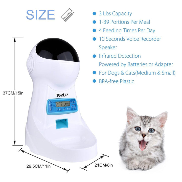 LCD Screen Automatic Pet Feeder with Voice Record - Trendha