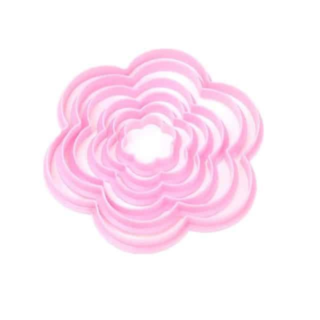 Six-Piece Flower-Shaped Plastic Cookie Cutter Set