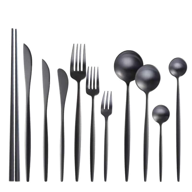 Matte Black Tableware Set - Trendha