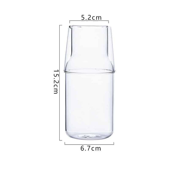 Mini Glass Water Bottle with Cup - Trendha