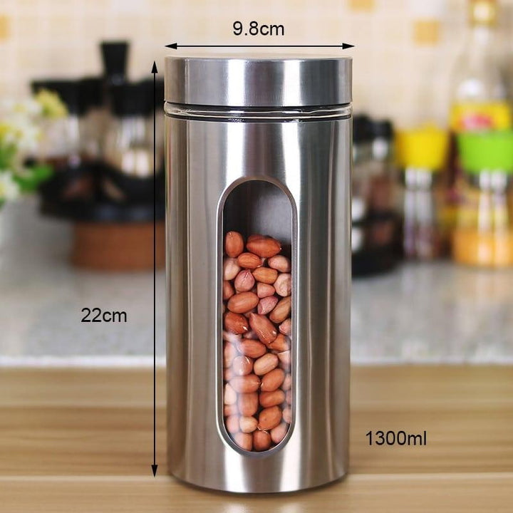 Modern Design Stainless Steel and Glass Spice Jar - Trendha
