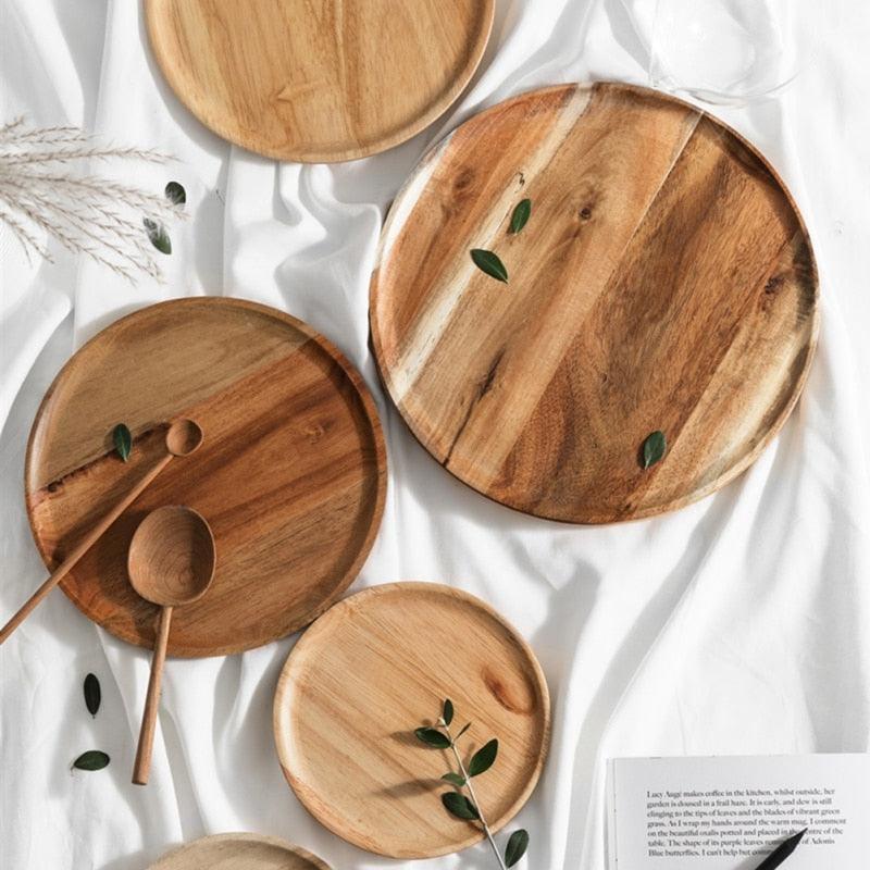 Natural Wooden Round Tray