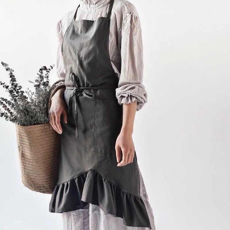 Nordic Linen Pleated Skirt Style Apron for Women - Trendha