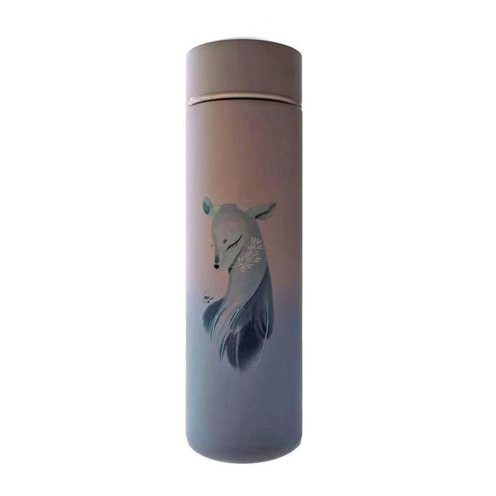 Nordic Style Deer Print Straight Cup Insulated Thermos - Trendha