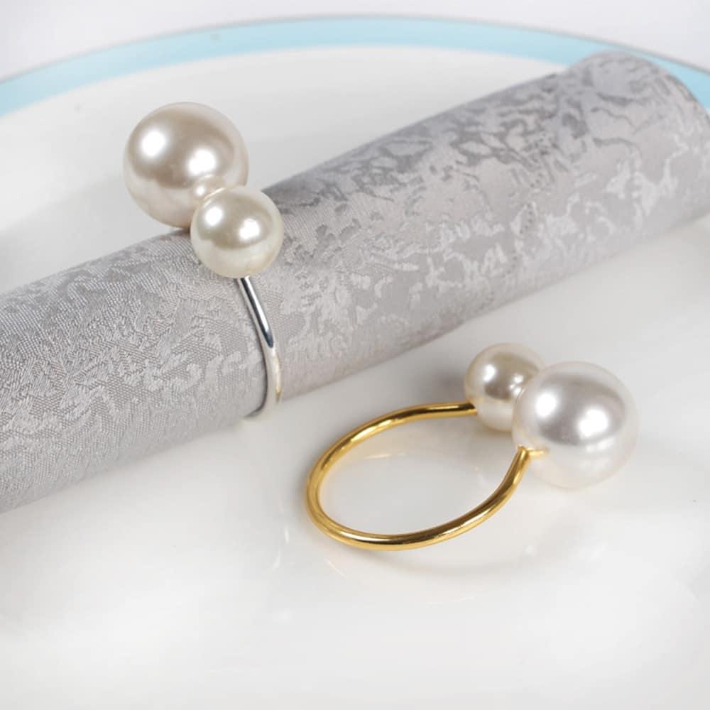 Faux-Pearl Napkin Rings, Set of 12