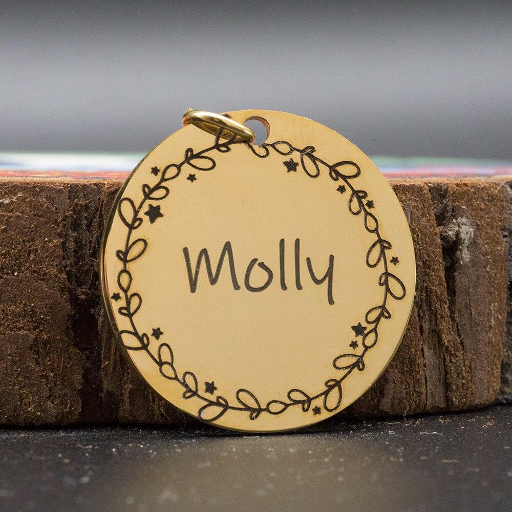 Personalized Patterned Round Dog ID Tag - Trendha