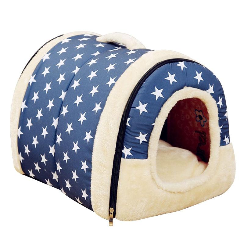 Pet's Collapsible Design Printed Warm Bed
