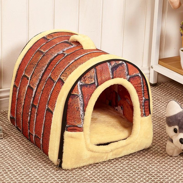 Pet's Collapsible Design Printed Warm Bed - Trendha