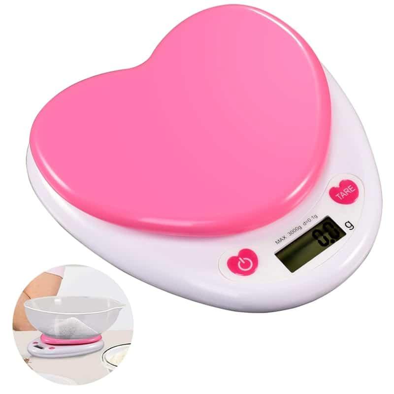Pink Heart Shaped Digital Kitchen Scale with LCD Display - Trendha