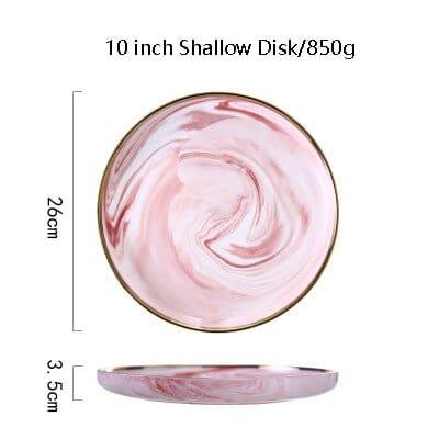 Pink Marbe Designed Porcelain Dinner Plates - Trendha