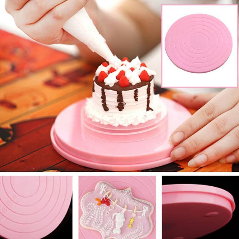 Pink Rotating Anti-Skid Cake Turntable - Trendha