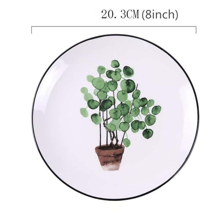 Plant Print Ceramic Food Tray - Trendha