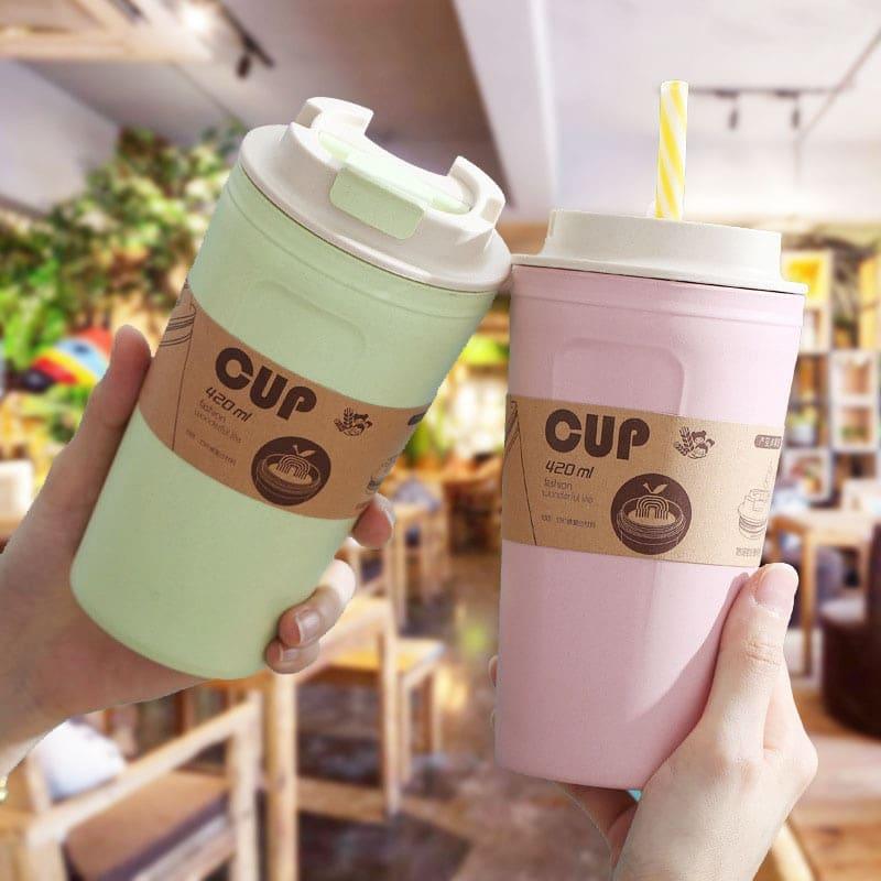 Portable Bamboo Fiber Coffee Mug with Lid - Trendha