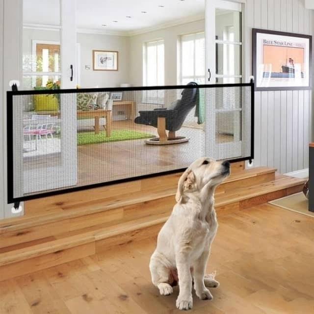 Portable Hook-Mounted Pet Mesh Barrier