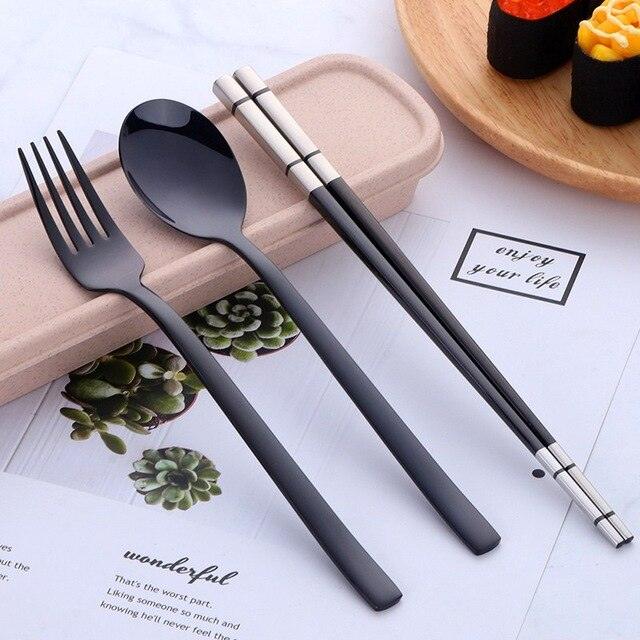 Portable Stainless Steel Chopsticks / Spoon / Fork Tableware Set with Box - Trendha