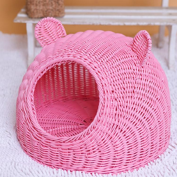 Pretty Round Woven Pet Bed - Trendha