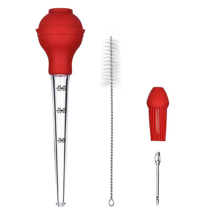 Red Silicone BBQ Dropper with Cleaning Brush - Trendha