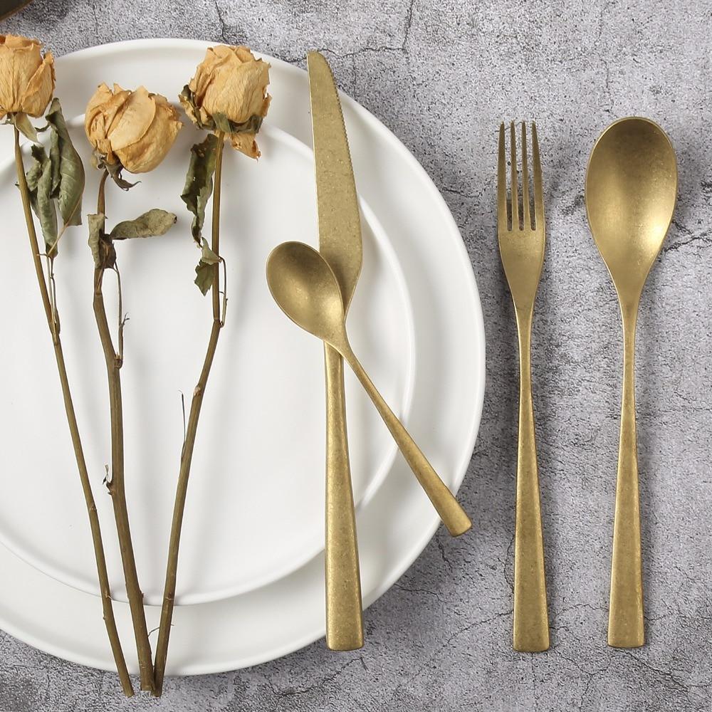 Retro Silver / Gold Cutlery 4 pcs Sets