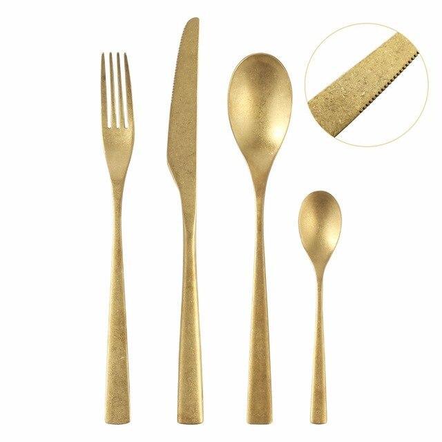 Retro Silver / Gold Cutlery 4 pcs Sets - Trendha