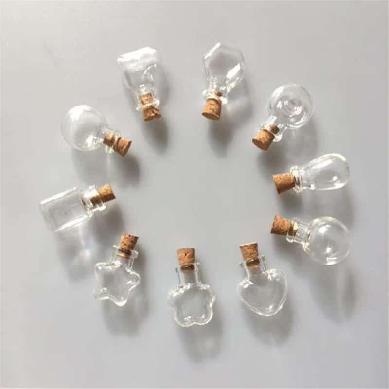 Set of 10 Mini Glass Bottles
