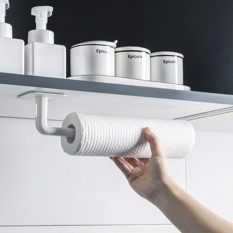 Set of 2 White Wall Paper Towel Holders